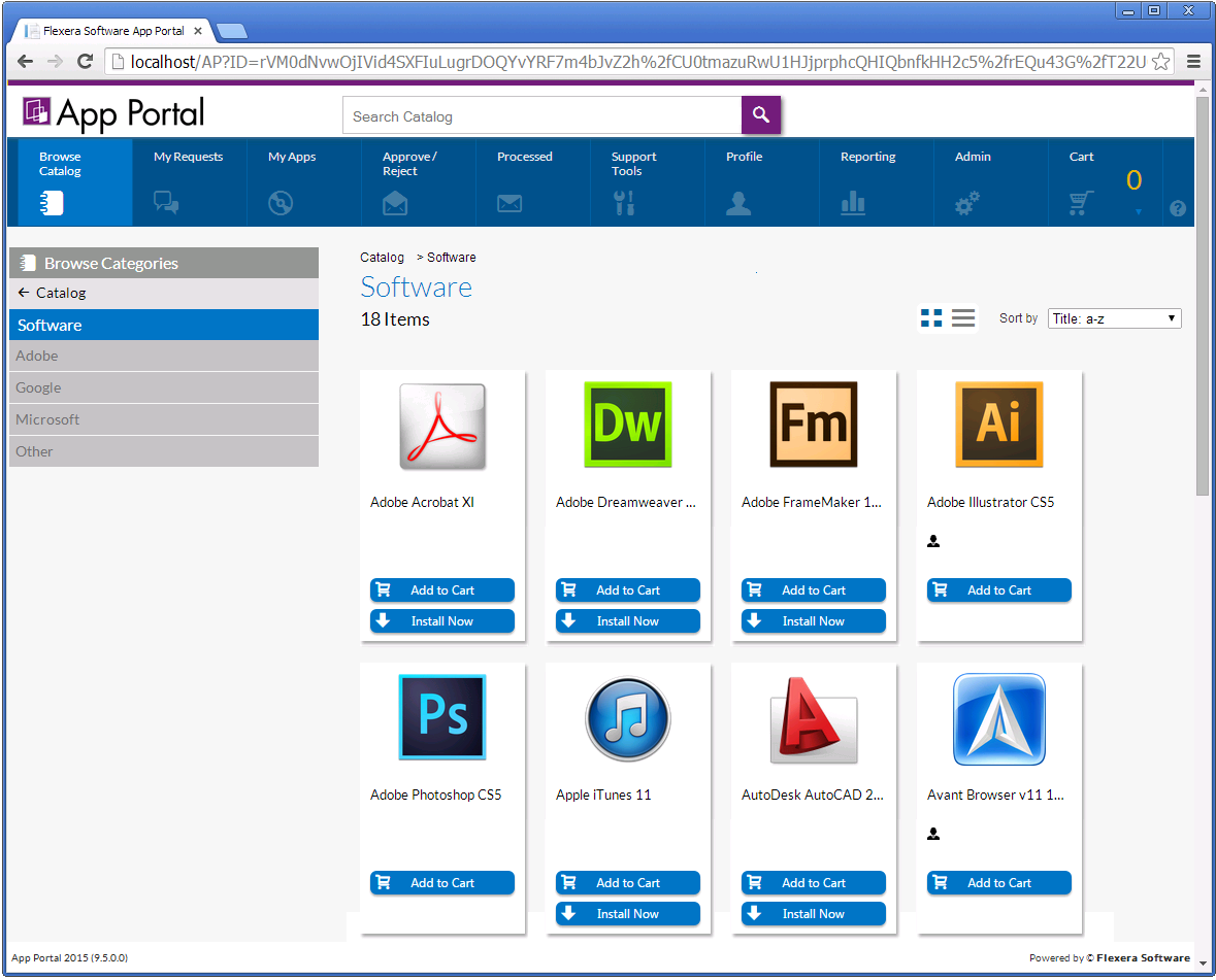 App Portal Browse Catalog Tab With Software Catalog Selected